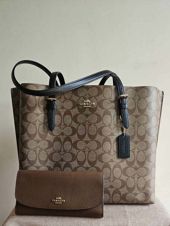 Coach Handbags - Coach Mollie Signature Canvas Tote W/Checkbook Wallet